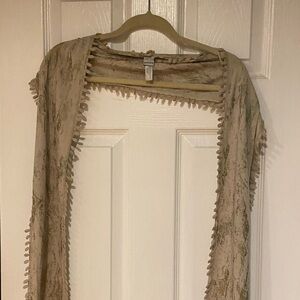 Chico's Beige and Gold Textured Cardigan